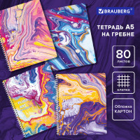 Тетрадь А5 80 л. BRAUBERG гребень, клетка, обложка картон, "Colorful Art" (микс в спайке), 404414 Тетрадь А5 80 л. BRAUBERG гребень, клетка, обложка картон, "Colorful Art" (микс в спайке), 404414