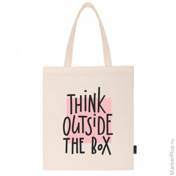 Сумка шоппер BRAUBERG, канвас, 40х35 см, бежевый, "Think outside the box", 271898