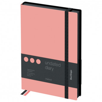 Ежедневник недатир. A5, 136л., кожзам, Berlingo 'Instinct', черный/фламинго, с резинкой