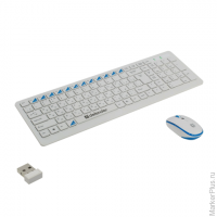 Набор беспроводной DEFENDER Skyline895, клавиатура, мышь 2 кнопки + 1 колесо + 1 dpi, белый/голубой,