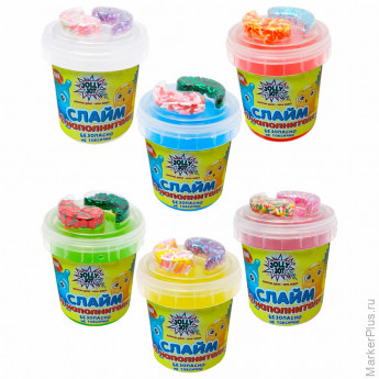 Слайм (лизун) с наполнителями МИКС, 140 г, ассорти 6 видов, JOLLY JOT (ДЖОЛИ ДЖОТ), 665950
