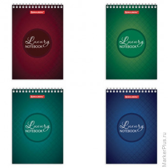 Блокнот МАЛЫЙ ФОРМАТ А6 97х145 мм, 60 л., гребень, картон, клетка, BRAUBERG, "Luxury", 129829, ассорти