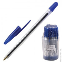 Ручка шариковая СТАММ "111", корпус прозрачный, толщина письма 1 мм, синяя, РС01