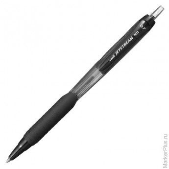 Ручка шариковая масляная UNI автоматическая "Jetstream", 0,35 мм, резиновый упор, черная, SXN-101-07 BLAC
