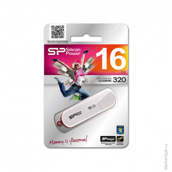 Память SiliconPower "Luxmini 320" 16GB, USB2.0 Flash Drive, белый