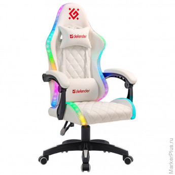 Кресло компьютерное DEFENDER "Energy", 2 подушки, RGB-подсветка, экокожа, белое, 64557 Кресло компьютерное DEFENDER "Energy", 2 подушки, RGB-подсветка, экокожа, белое, 64557