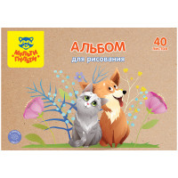 Альбом для рисования 40л., А4, на скрепке Мульти-Пульти 'Питомцы', крафт картон