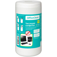 Туба с чист. салфетками OfficeClean универсальные, антибактериальные, 100шт.