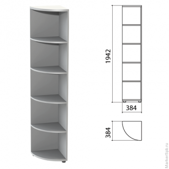 Шкаф (стеллаж) угловой "Этюд", 384х384х1942 мм, 4 полки, серый, 400019-03
