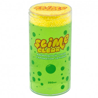 Слайм Slime 'Clear-slime. Изумрудный город', зеленый, с пенопласт. шариками,с ароматом черники, 250г