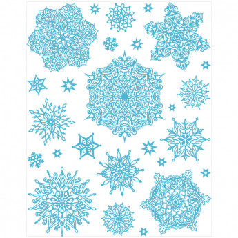 Новогоднее оконное украшение "Снежинки голубые 5" 30*38 см