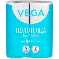 Полотенца бумажные в рулонах Vega, 2-слойные, 12 м/рул, серые, 2шт., комплект 2 шт