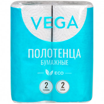 Полотенца бумажные в рулонах Vega, 2-слойные, 12 м/рул, серые, 2шт., комплект 2 шт