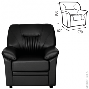 Кресло "Гарда", 930х970х870 мм, c подлокотниками, экокожа, черное