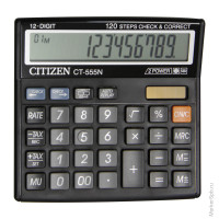 Калькулятор настольный Citizen CT-555N, 12 разр., двойное питание, 130*128*34мм, черный