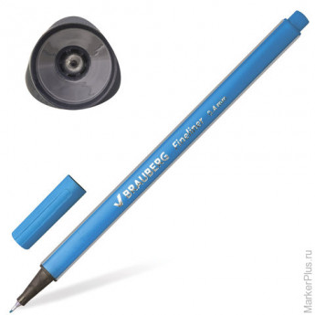 Ручка капиллярная "Aero", 0,4 мм, металлический наконечник, трехгранная, BRAUBERG, голубая, 142259