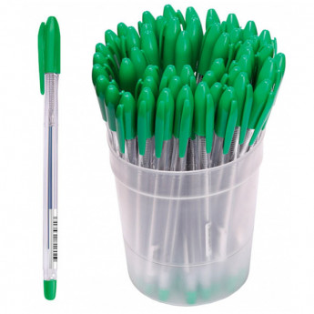 Ручка шариковая Стамм "VeGa" зеленая, 0,7мм, прозрачный корпус, 50 шт/в уп