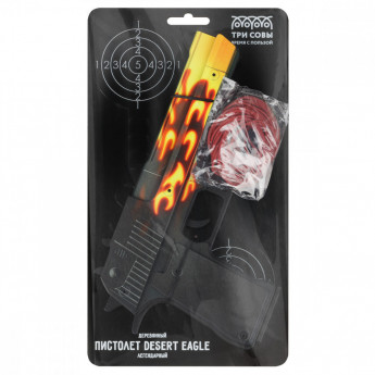 Пистолет деревянный ТРИ СОВЫ Desert Eagle, серия легендарный, 'Пламя', подложка ХДФ с европодвесом, термоусадка