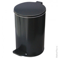 Ведро-контейнер для мусора с педалью УСИЛЕННОЕ, 10 л, кольцо под мешок, черное, оцинкованная сталь