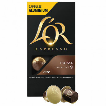 Кофе в алюминиевых капсулах L'OR 'Espresso Forza' для кофемашин Nespresso, 10 порций, ФРАНЦИЯ, 4028605, комплект 10 шт