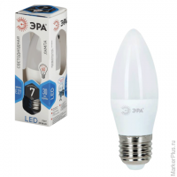 Лампа светодиодная ЭРА, 7 (60) Вт, цоколь E27, "свеча", холодный белый свет, 30000 ч., LED smdB35-7w