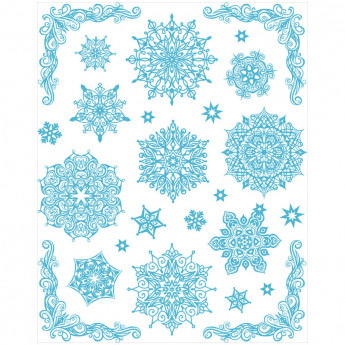 Новогоднее оконное украшение "Снежинки голубые 4" 30*38 см