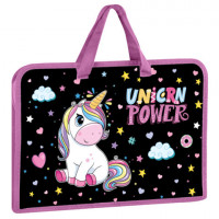 Папка на молнии с ручками ЮНЛАНДИЯ А4, 1 отделение, пластик, ширина 45 мм, "Magic unicorn", 270944