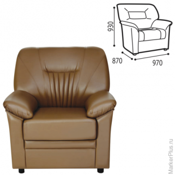 Кресло "Гарда", 930х970х870 мм, c подлокотниками, экокожа, коричневое