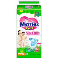 Подгузники -трусики для детей MERRIES Good Skin XL/ 12-19 кг 38 шт/уп, комплект 38 шт