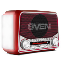 Радиоприемник SVEN SRP-525, красный, мощность 3 Вт (RMS), FM/AM/SW, USB