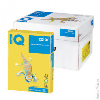 Бумага IQ (АйКью) color, А4, 80 г/м2, 100 л., интенсив канареечно-желтая, CY39