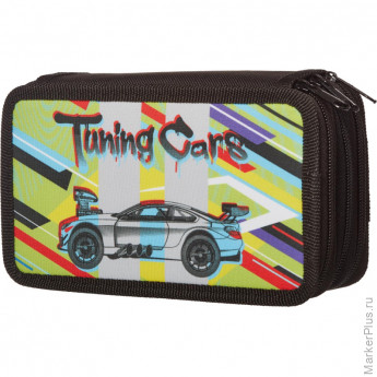 Пенал №1School Casual син+сер+желт 3 отд., ткань, 190х110 мм, ПКТ 12-20