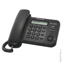Телефон PANASONIC KX-TS2356RUB, черный, память 50 номеров, АОН, ЖК-дисплей с часами, тональный/импул