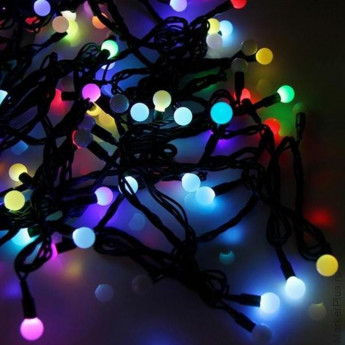 Гирлянда светодиодная Мультишарики 13мм, 20м,черный ПВХ, 200, RGB 303-509-1