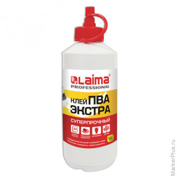 Клей ПВА Экстра Суперпрочный 0,5 кг (керамика, ткань, кожа, дерево, бумага, картон), LAIMA, 606430