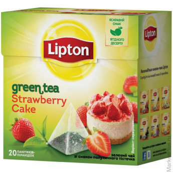 Чай Lipton Strawberry Cake, зеленый, 20 пакетиков-пирамидок по 1,6гр