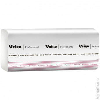 Полотенца бумажные лист. Veiro Professional F1"Premium"(V-сл), 2-х слойн., 200л/пач, 21*21, белые 20 шт/в уп