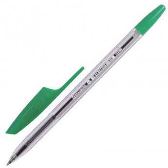 Ручка шариковая BRAUBERG X-301, корпус прозрачный, узел 0,7мм, линия 0,35мм, зеленая, 142408
