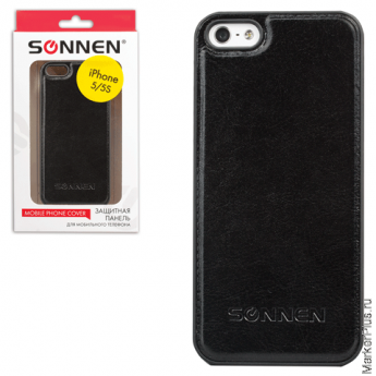 Защитная панель для iPhone 5/5S SONNEN, пластик/кожзаменитель, черная, 261977