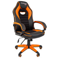 Кресло игровое Chairman "Game 16", экокожа черная/оранжевая, ткань TW черная, механизм качания