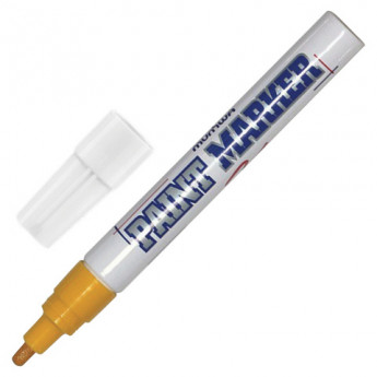 Маркер-краска лаковый (paint marker) MUNHWA, 4 мм, ЖЕЛТЫЙ, нитро-основа, алюминиевый корпус, PM-08