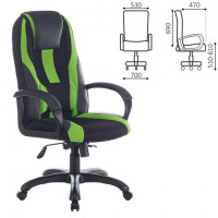 Кресло компьютерное BRABIX 'Rapid GM-102' premium, НАГРУЗКА 180 кг, экокожа/ткань, черное/зеленое, 532419, GM-102_532419