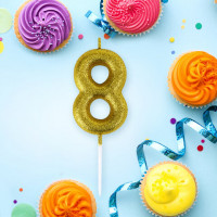 Свеча-цифра для торта "8" золотая с глиттером, 6 см, ЗОЛОТАЯ СКАЗКА, на шпажке, в блистере, 591421 Свеча-цифра для торта "8" золотая с глиттером, 6 см, ЗОЛОТАЯ СКАЗКА, на шпажке, в блистере, 591421