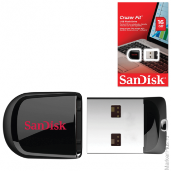 Флэш-диск 16 GB, SANDISK Cruzer Fit, USB 2.0, черный, SDCZ33-016G