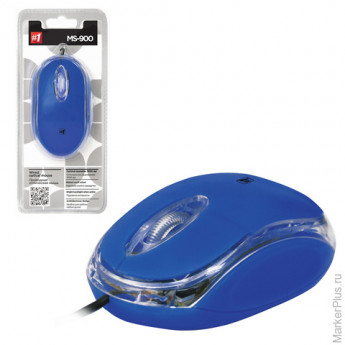 Мышь проводная DEFENDER MS-900, USB, 2 кнопки + 1 колесо-кнопка, оптическая, синяя, 52902