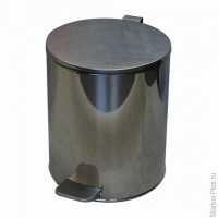 Ведро-контейнер для мусора с педалью УСИЛЕННОЕ, 15 л, кольцо под мешок, хром, нержавеющая сталь