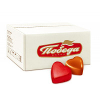 Конфеты шоколадные Сердечки красные с ореховым кремом, 1,8кг/уп