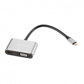 Кабель USB3.1 TypeCm - HDMI+USB3.0+PD+VGA Alum Grey 4K, Telecom <TUC055