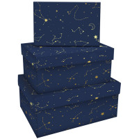 Набор прямоугольных коробок 3в1, MESHU 'Golden constellation', (19*12*7,5-15*10*5см)