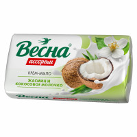 Мыло-крем 90 г ВЕСНА АССОРТИ 'Жасмин и кокосовое молочко', нежная пена, 6205